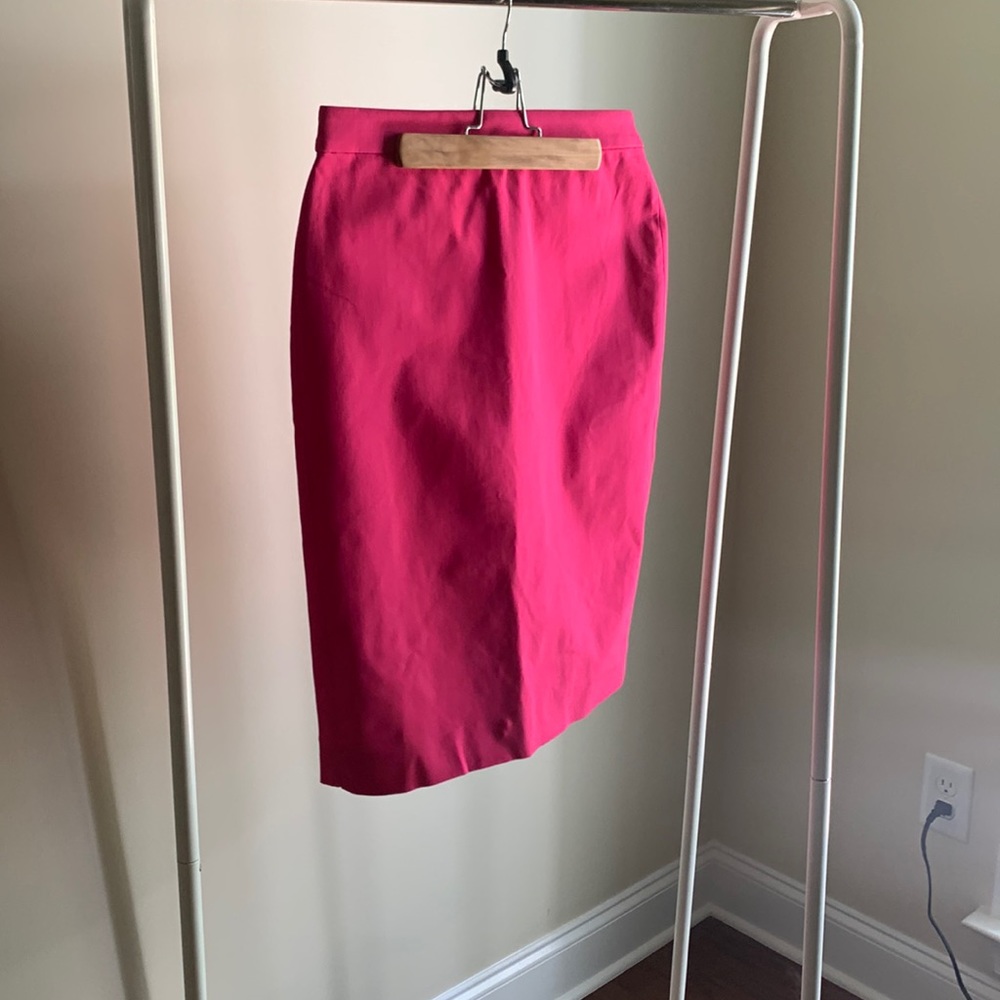 Flamingo pink Jcrew no. 2 stretch cotton midi skirt